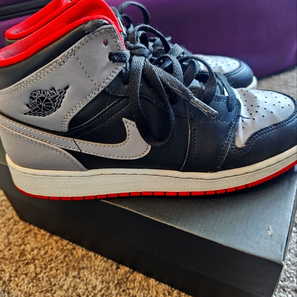 Jordan Black and Gray Mid-Top Sneakers